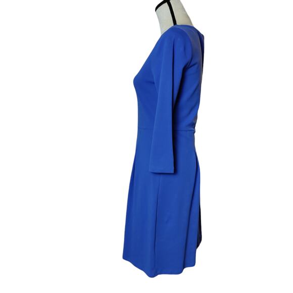 Garnet Hill Women's Sz 8 Ponte Knit Royal Blue Long Sleeve Sheath Dress Career - Picture 7 of 8